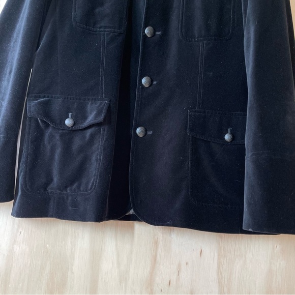 Kenneth Cole Reaction Black Velvet Military Style Men's Jacket w/ Epaulettes XL - Picture 3 of 10